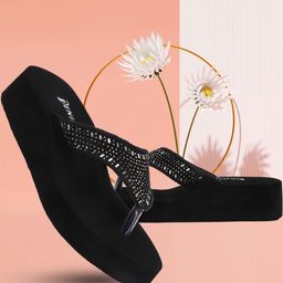 Denill Women Black Solid Synthetic Leather T-Strap Flats-picture-10