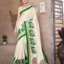 Lookmark Ethnic Motifs Printed Zari Saree with Unstitched Blouse Piece-image-78