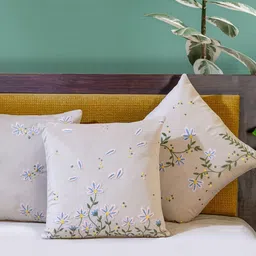 Mid July Home Off White & Green Set of 3 Floral Velvet Square Cushion Covers-27