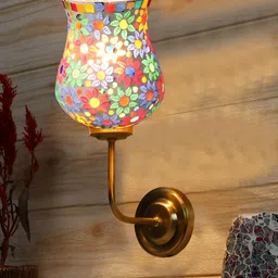 Devansh White & Blue Textured Metal Bell Shaped Wall Lamp-image-75