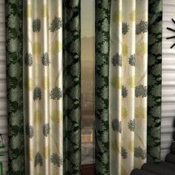 BELLA TRUE Green & White 2 Pieces Floral Door Curtains-image-75