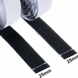 lifekrafts Self Adhesive Hook Tape & Self Adhesive Loop Tape (10M*25mm Hook & Loop Tape, Black Color), Sticky Back Fastening, Strong Glue with Durable Quality, Adhesive Back Mounting Tape for Stationary, Pictures ,Tools, Household Purposes, Schools and Office etc. Stick-on Velcro image 2