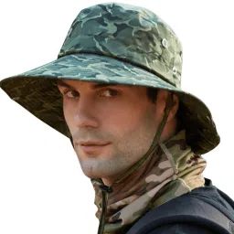 AlexVyan Army Round Crown Sun Visor Hat Cap for Men & Boy UV Protection Wide Brim Summer-image-49