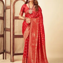 KALINI Ethnic Motifs Zari Art Silk Banarasi Saree-image-15