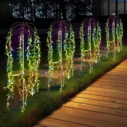KAVYARA Blue & Pink Leaves Shape Curtain String Lights-39