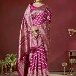 DIVASTRI Ethnic Motifs Woven Design Zari Banarasi Saree-image-33