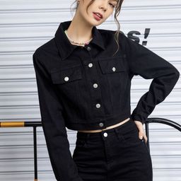 QIOA Women Lightweight Denim Jacket-image-22