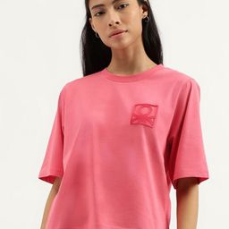 United Colors of Benetton Women Drop-Shoulder Sleeves Pure Cotton Pockets T-shirt-image-95
