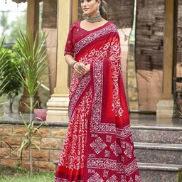 RV CREATION Ethnic Motifs Printed Pure Cotton Bagru Saree-18