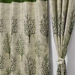 Aura Green Set of 2 Floral Room Darkening Long Door Curtain-image-14