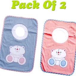 Cotton Baby Bibs with Comfortable T-Shirt Neck For Bottle Feeding & Breast Feeding | Double Layered Skins For Quick Absorption & Fast Drying | Pack of 2 Bibs-picture-29