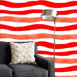 ArtzFolio Printed UV-Resistant Anti-Bacterial Red Stripes Peel & Stick Wallpaper-9