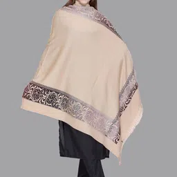Tones-N-Shades Floral Woven Design Woollen Shawl-picture-1