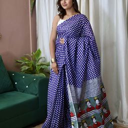 AMRUTKALA SAREES Polka Dot Printed Pure Cotton Block Print Saree-picture-11