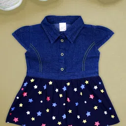ME N MY Girls Polka Dot Print Denim A-Line Dress-21