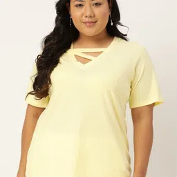 theRebelinme Women Solid V-Neck Cotton T-shirt-image-58