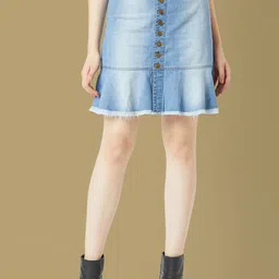 The Roadster Lifestyle Co Mid-Rise Knee Length A-Line Mini Skirt-13