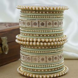 Wedding Chuda by Hitesh Bangles Set Of 26 Kundan-Studded Bangles-image-21