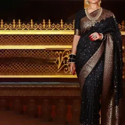 Visit Wear Ethnic Motifs Woven Design Zari Pure Silk Banarasi Saree-23