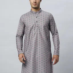 GLOBALRANG Abstract Printed Mandarin Collar Cotton Straight Kurta-picture-21