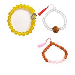 Divine souvenirs Unisex Set Of 3 Artificial Beaded Elasticated Bracelets-30