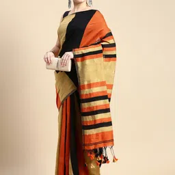 DESH BIDESH Striped Silk Cotton Saree-image-59