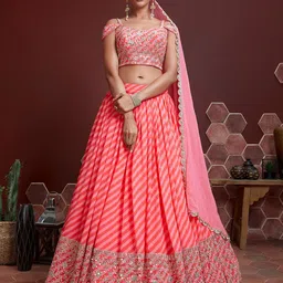 DIVASTRI Embroidered Semi-Stitched Lehenga & Unstitched Blouse With Dupatta-19