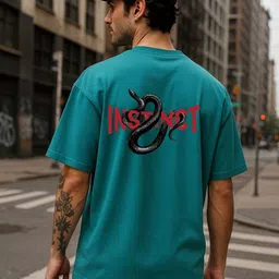 TOXA Typography Printed Drop-Shoulder Sleeves Bio Finish Oversized Casual T-shirt-image-12