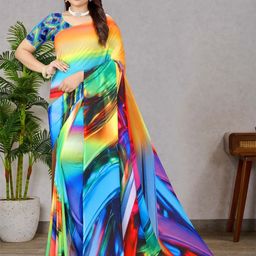 P D Silk Mills Floral Pure Georgette Saree-39