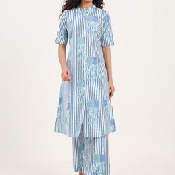 KALINI Floral Print Pure Cotton Tunic with Trouser-image-84
