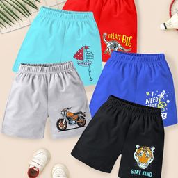 YK Boys Pack of 5 Printed Cotton Mid-Rise Shorts-picture-0