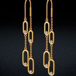 Joyalukkas 22KT Yellow Gold Capsule Drops Diamond Earrings-picture-14