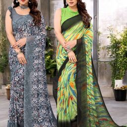 Moda Rapido Pack Of 2 Printed Pure Georgette Saree-image-82
