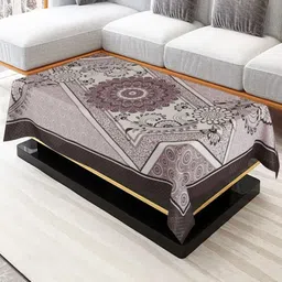 Homerz Brown Floral Cotton 6-Seater Table Cover-36