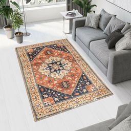 MAA HOME CONCEPT Blue Ethnic Motifs Anti-Skid Woollen Carpet-image-76