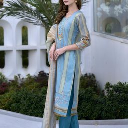 YOELLA Women Regular Sequinned Kurti with Trousers & With Dupatta image 5