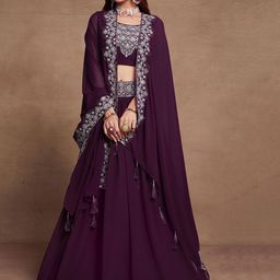 NEEL ART Embroidered Sequinned Semi-Stitched Lehenga & Unstitched Blouse With Dupatta-image-100
