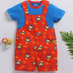 MIMINO Girls Printed Cotton Dungaree With T-Shirt-picture-15