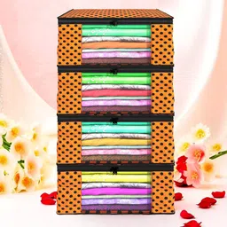 Kuber Industries Orange & Black 4 Pieces Printed Foldable Multi Utility Organisers image 1
