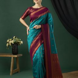 HERE&NOW Woven Design Zari Pure Silk Banarasi Saree-picture-36
