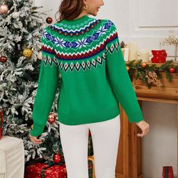 HERE&NOW Women Green Round Neck Long Sleeves Sweaters-picture-26