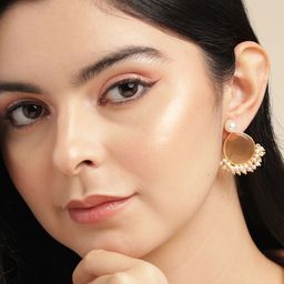 Anouk Gold-Plated Beaded Teardrop Shaped Drop Earrings-15