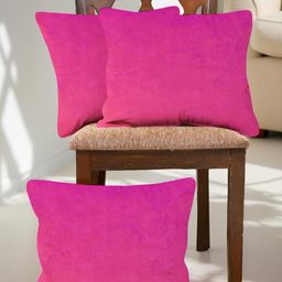 IVAZA Pink Set of 3 Velvet Square Cushion Covers-5