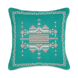 Fabindia Teal Green & Maroon Geometric Square Cushion Covers-17