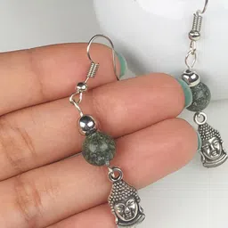 Hamdmade Gemstone Green Jasper Earrings For-image-48