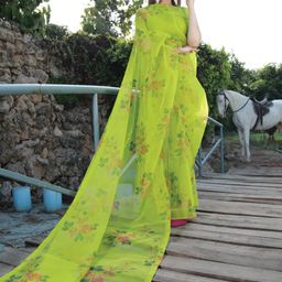 PYOS Floral Organza Saree-image-49