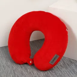 Teakwood Leathers Red Memory Foam Filled Faux Velvet Ultra Soft Travel Pillow-18