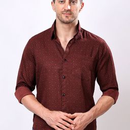 Erenchino Comfort Micro Ditsy Printed Spread Collar Pure Cotton Shirt-image-20