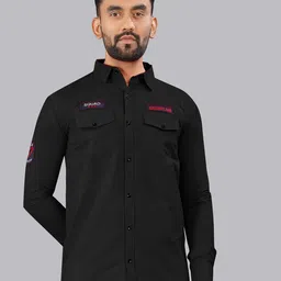 GREENFLAIR Men Cotton Mock Placket Regular Fit Casual Shirt-image-33