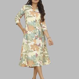Flossy Floral Printed Shirt Dress-image-56